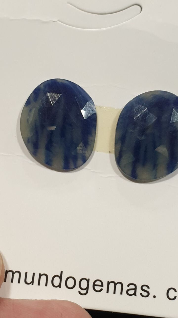 1 Pair Blue Sapphire Cabochon  Layout Matching Pair - Rose Cut 19.8ct Lot- Untreated Gemstone Natural Gems -Wholesale lot