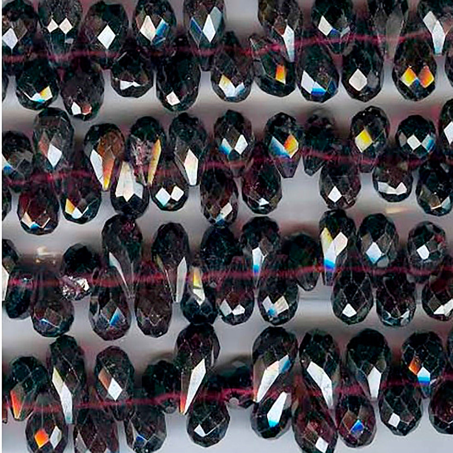 14" St Garnet Faceted Drop Beads 10x6mm -Strand 38cm