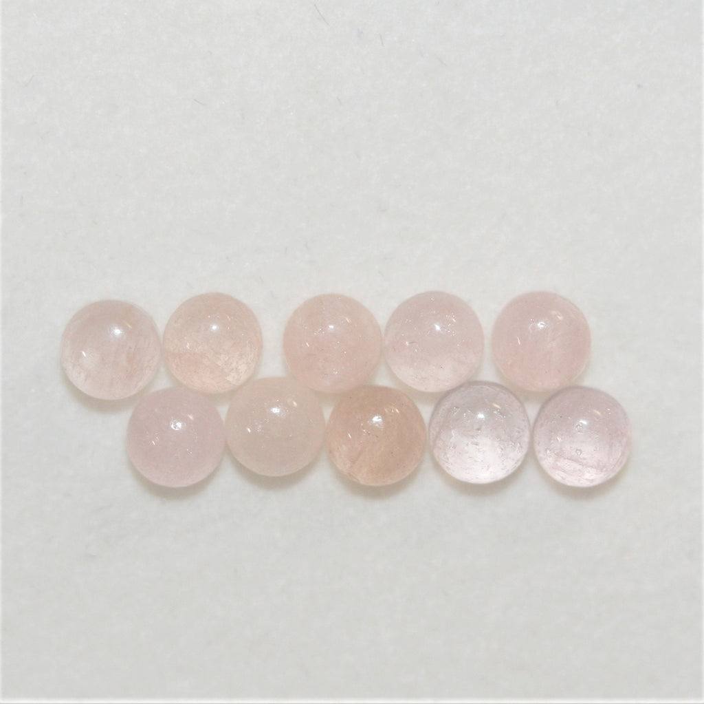 Smooth Round Morganite Cabochon 4mm. (10 Pieces)