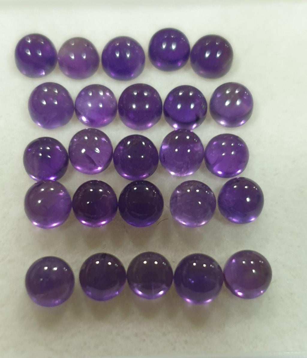 Lote de 25 cabujones redondos de amatista de 4 mm (25 piezas)
