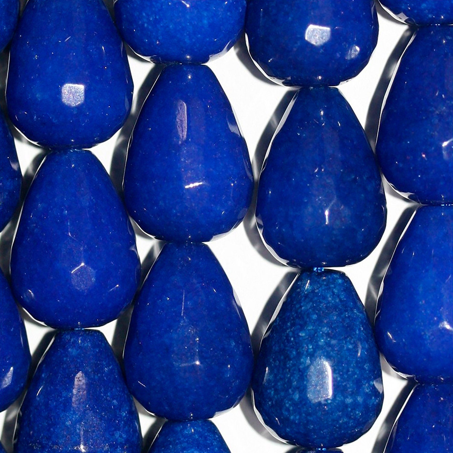 Cuentas de jade azul facetadas de 16" (20 x 15 mm) - Hilo de 40 cm