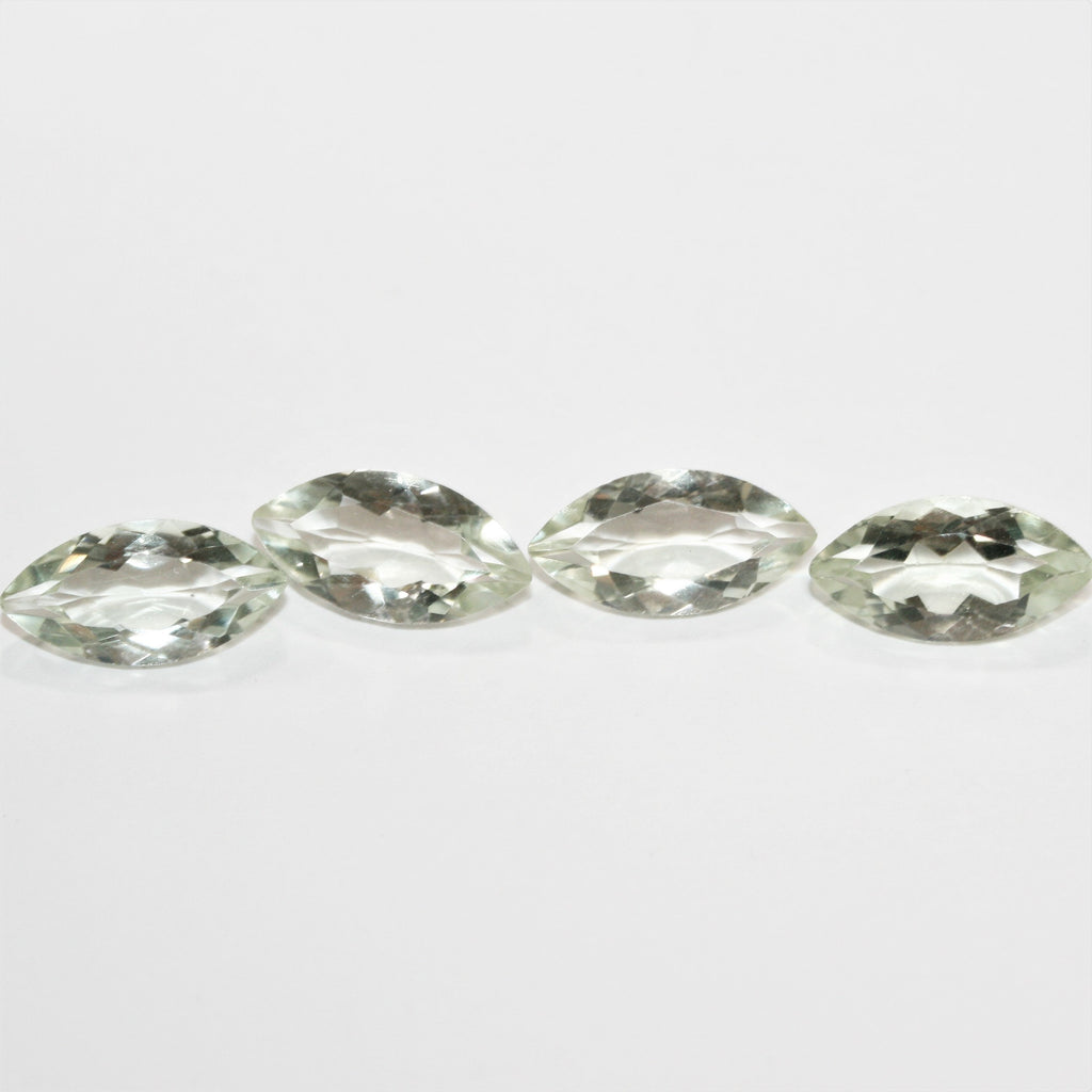 Lote Marqués Facetado de Prasiolita 14x7mm.- 4 Piezas