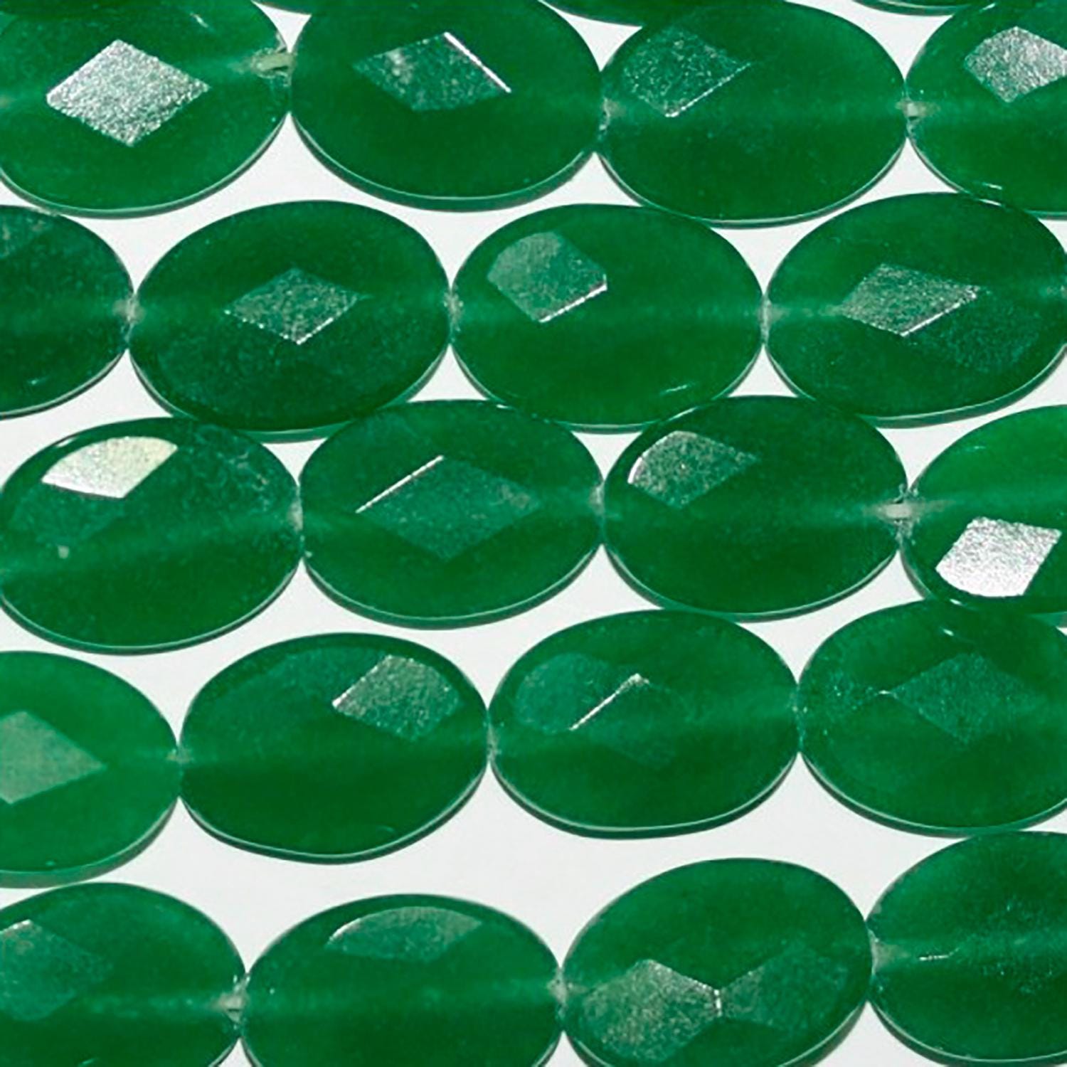 Perles ovales à facettes en aventurine verte de 40 cm (16 pouces), 18 x 13 mm, longueur 40 cm (16 pouces).