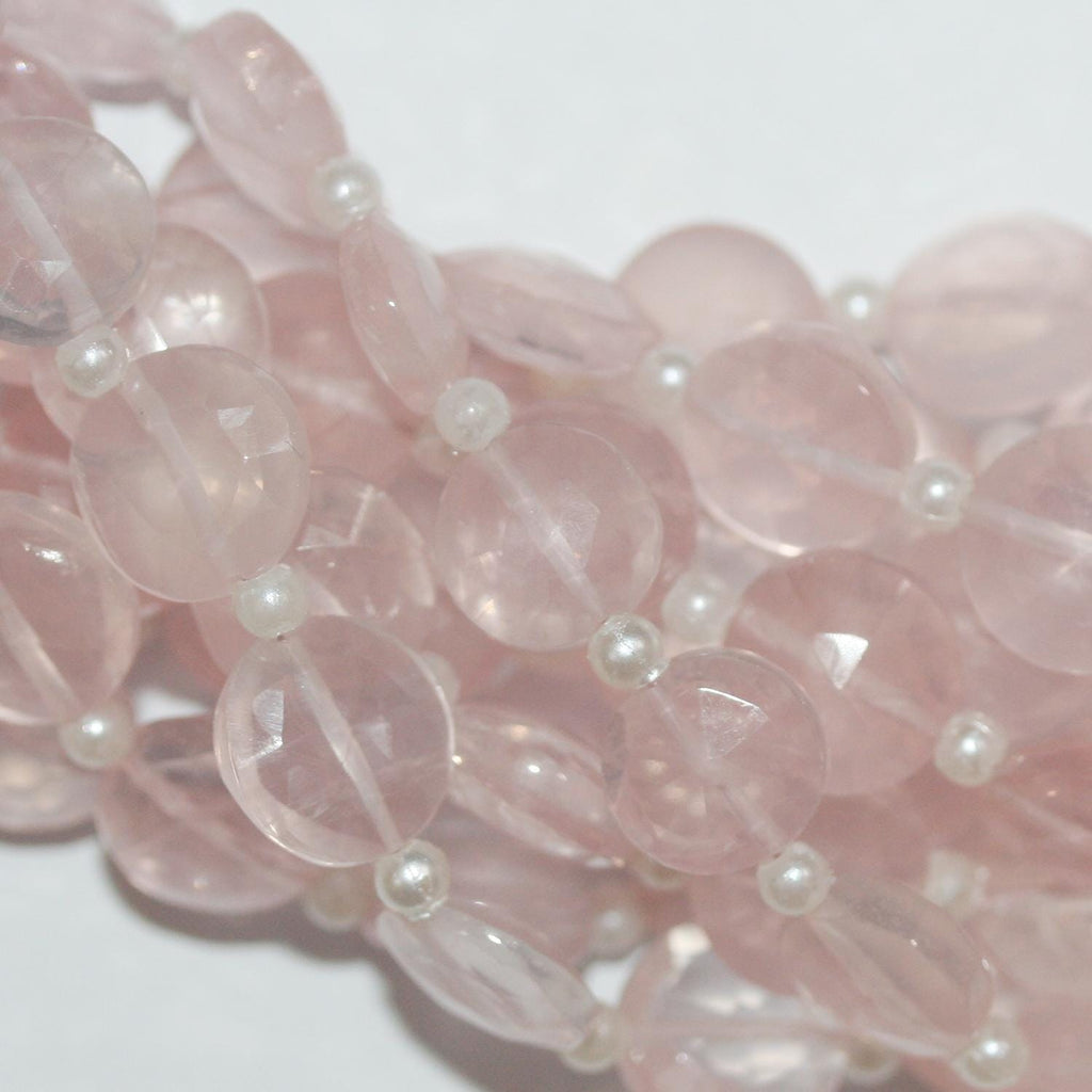 Perles de quartz rose facettées de 8 pouces, 10 mm - Fil de 20 cm.
