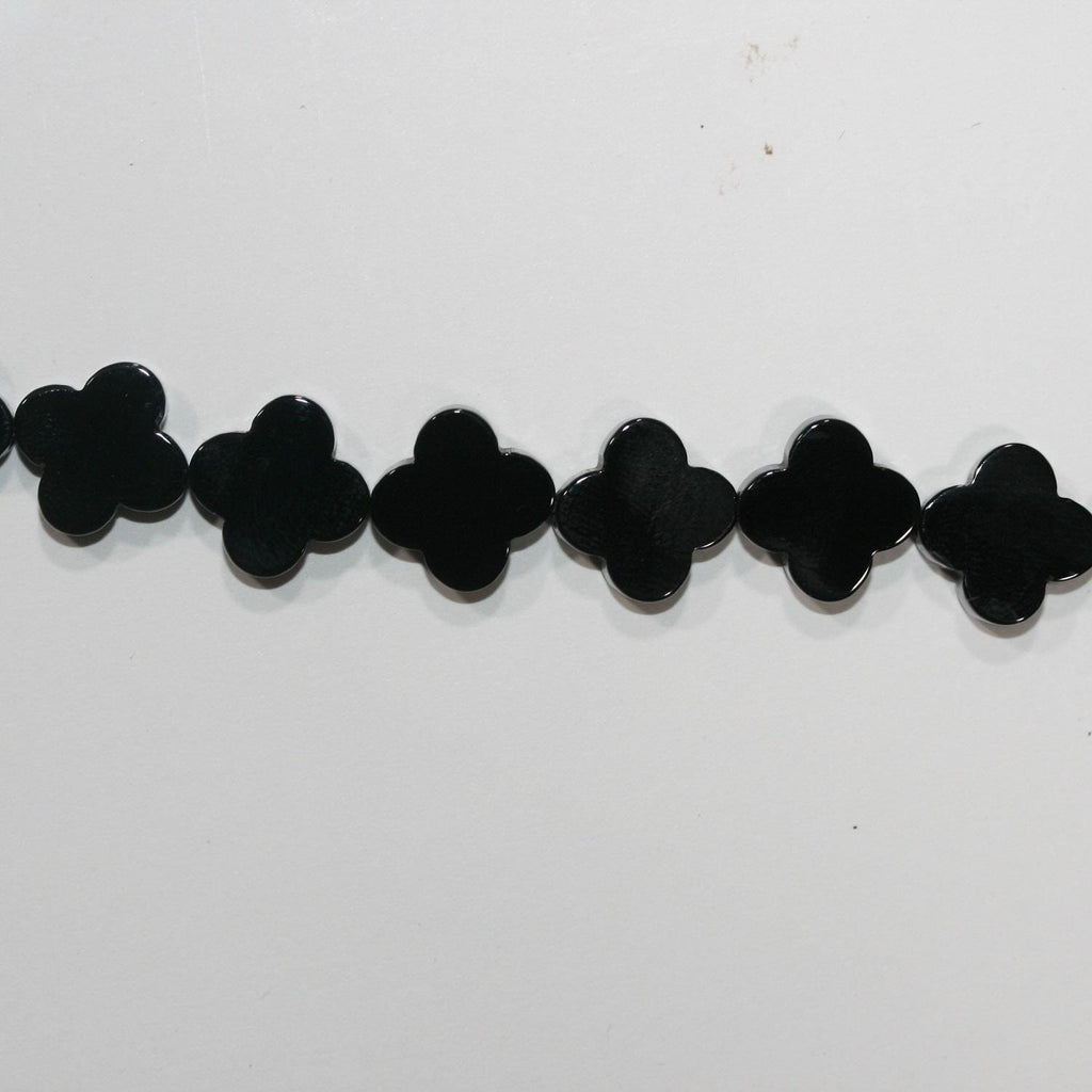 Cuentas de flor lisas de ónix de San Valentín de 16" (12 mm) - Hilo de 40 cm - Ref. 14744