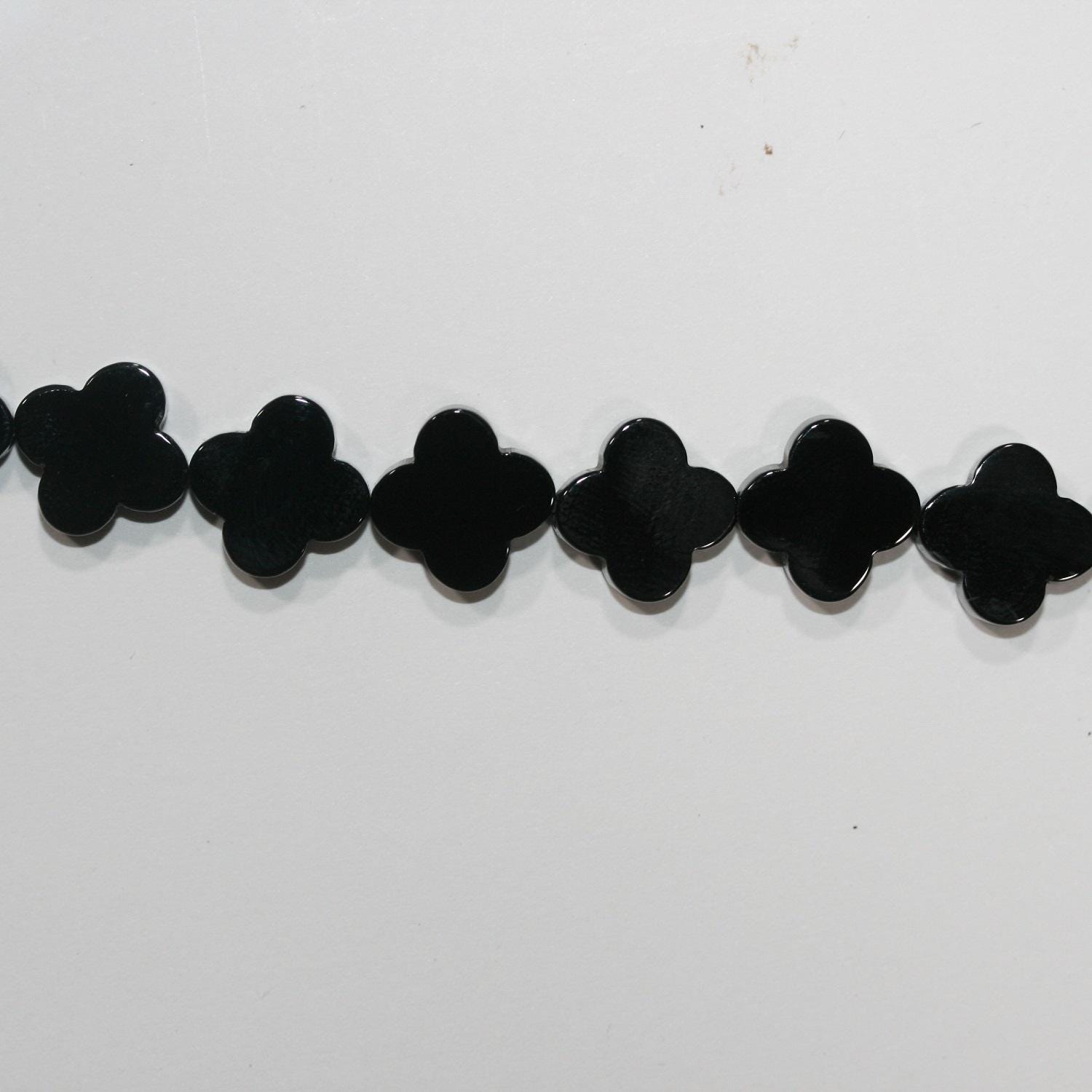 Cuentas de flor lisas de ónix de San Valentín de 16" (12 mm) - Hilo de 40 cm - Ref. 14744