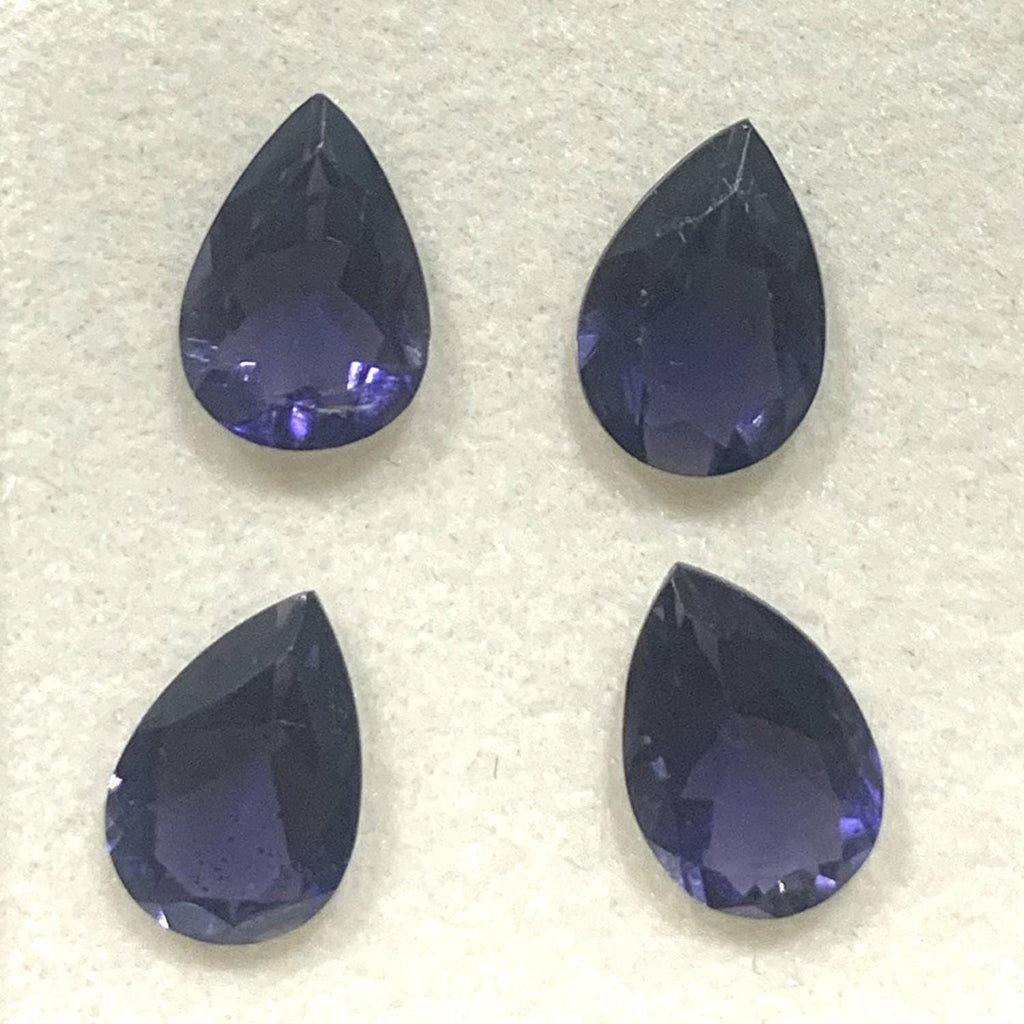 Lot de 4 iolites facettées en forme de goutte 10x7mm. (4 pièces).