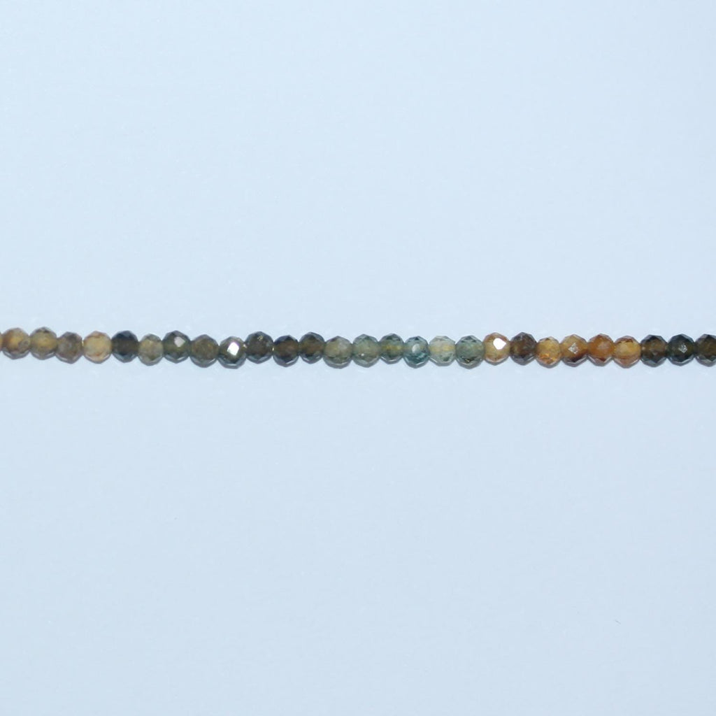 15" St Brown Tourmaline Round Facetted Round Beads 2-2.5mm.-String 39cm.