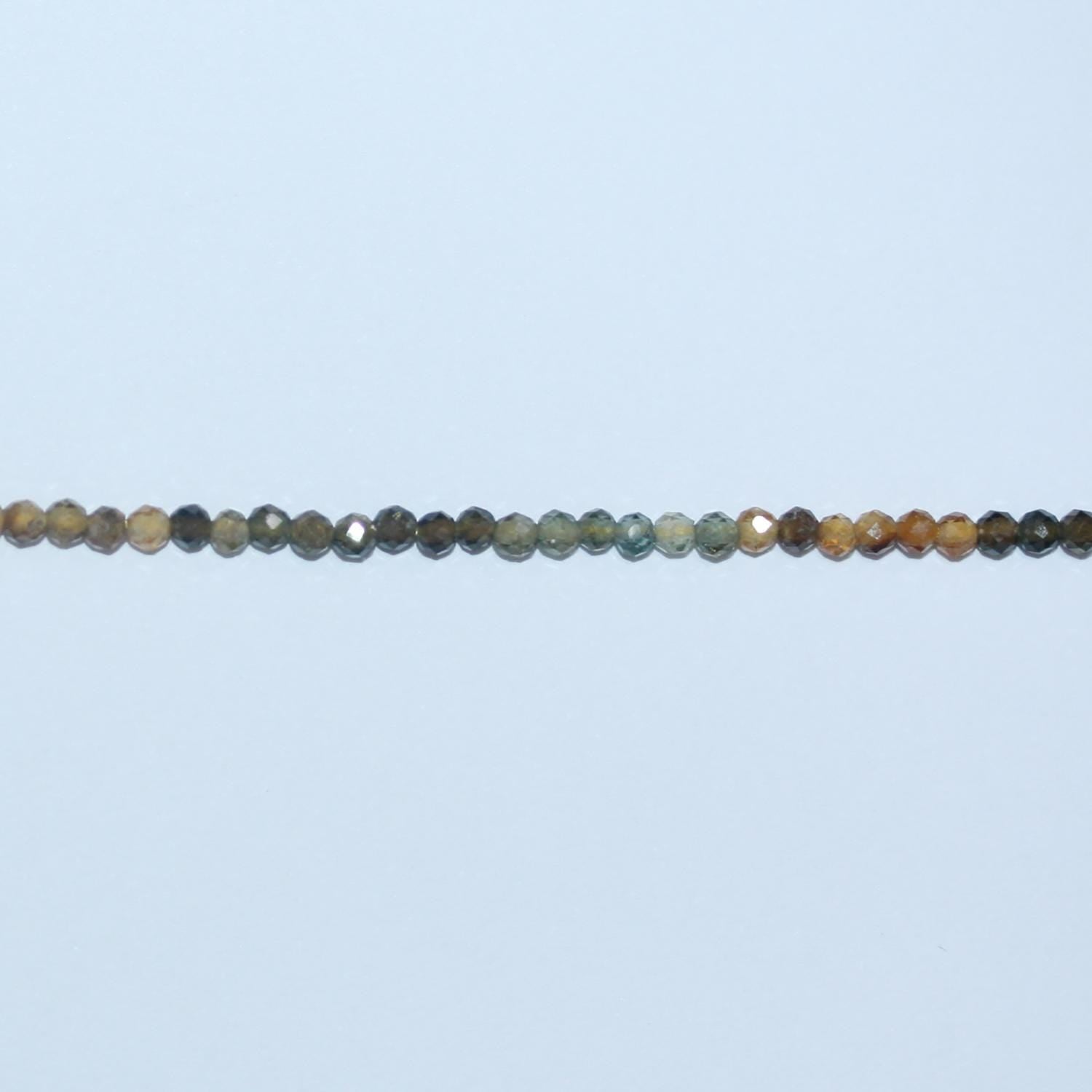 15" St Brown Tourmaline Round Facetted Round Beads 2-2.5mm.-String 39cm.