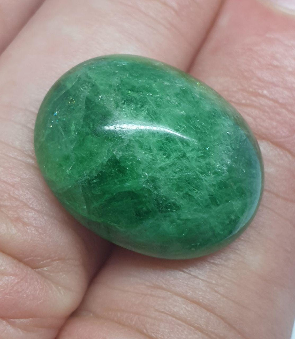Natural Big 28.76ct Tsavorite Garnet Oval  Cabochon  21x16.4mm -Green Garnet  Wholesale - Natural Green Garnet Wholesale- From Tanzania