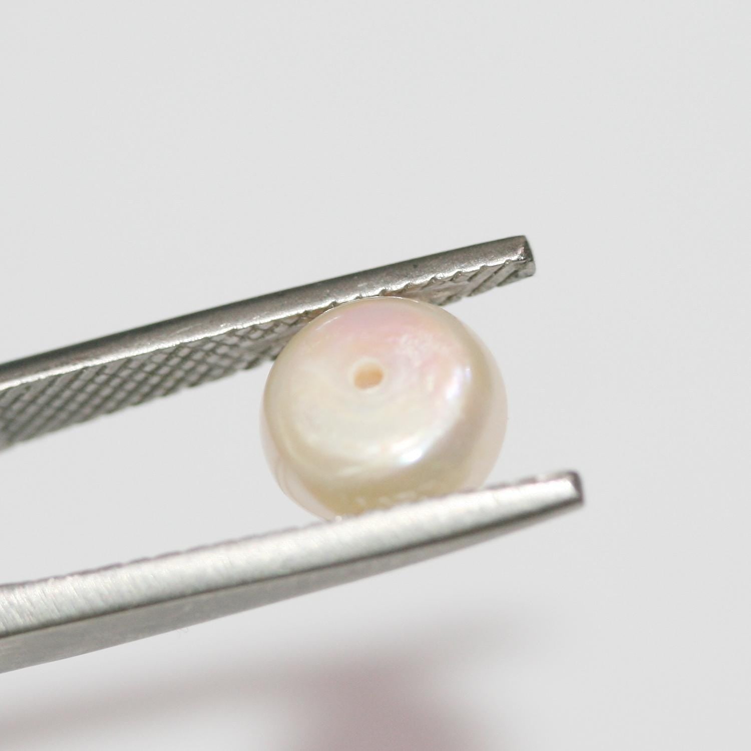 10 Pairs High Cultured Button Pearl 8.5-9mm.-Approx.-Half Drill. Button Natural  Pearl-Price Per 10 Pairs- Pearl Earring