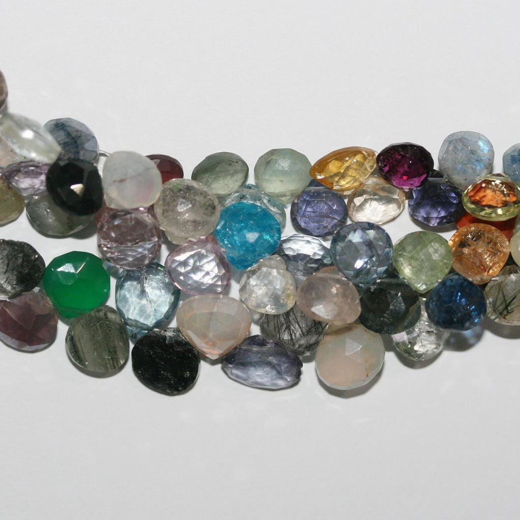 Perles en forme de goutte à facettes en pierre multiple de 8 pouces, 5-6 mm environ - Longueur du fil : 21 cm.