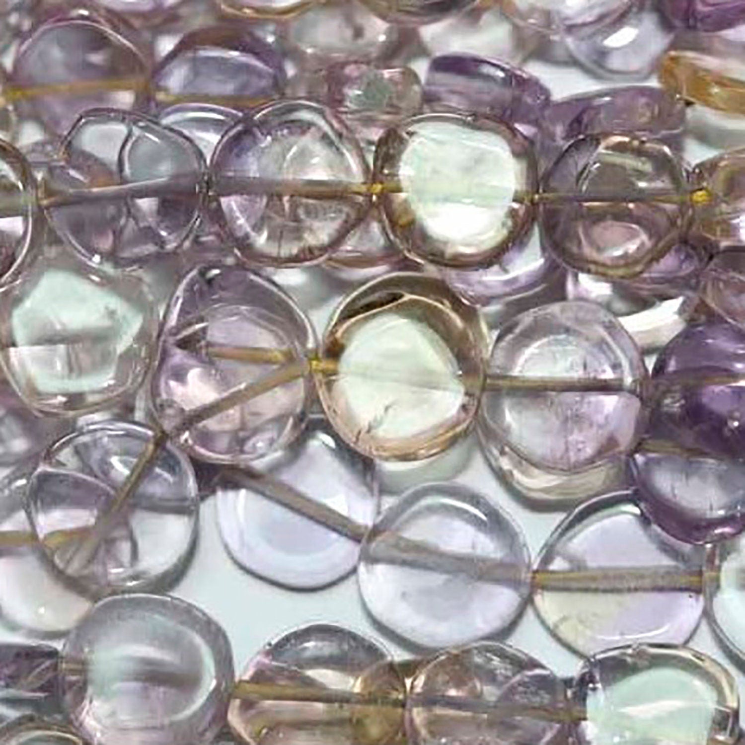 Pièce de 15 pouces en amétrine lisse, 6-7 mm - Longueur : 38 cm