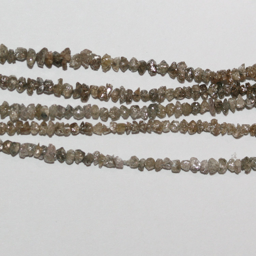 Cuentas de diamante gris sin pulir de 6" (2-3 mm aprox. - Hilo de 17 cm)