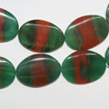 14" St Green-Brown Agate Smooth Oval Beads 40x30mm.-Strand 37cm.