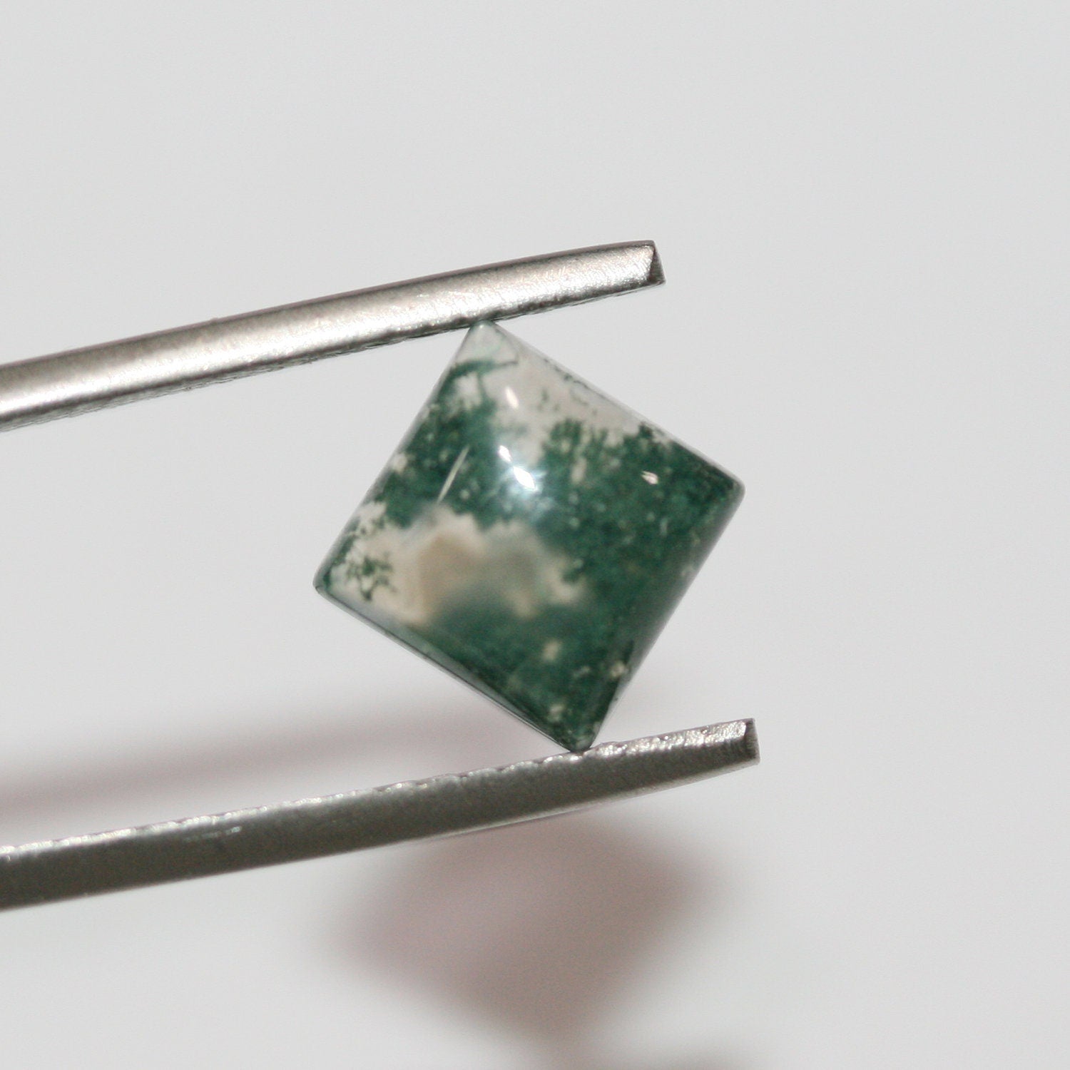 10Pcs Lot Moss Agate Smooth Square Cabochon 8mm (10 pcs)