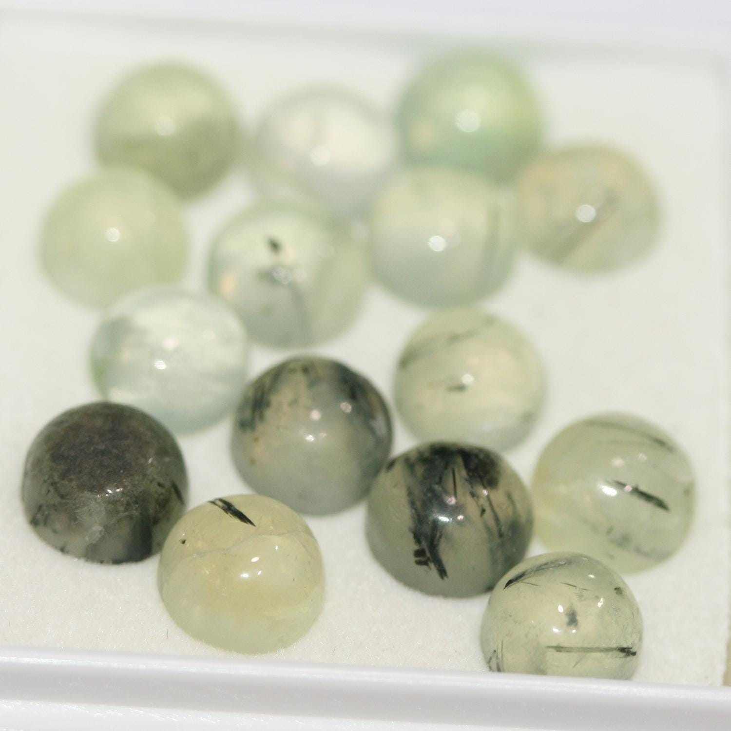 Lot de 15 cabochons ronds en préhnite de 7 mm (15 pièces)