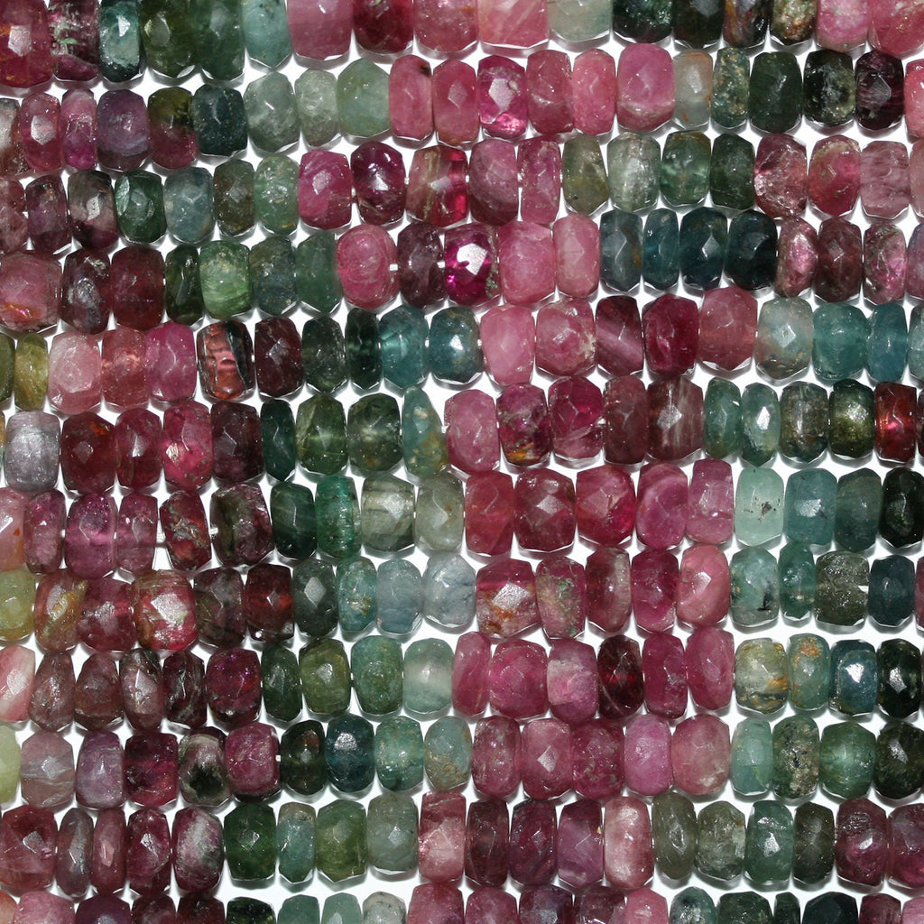 13" St Tourmaline Faceted Rondelle Beads 6x3mm.-Strand 34cm.