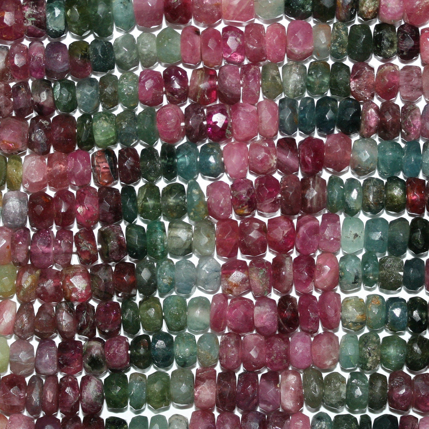 13" St Tourmaline Faceted Rondelle Beads 6x3mm.-Strand 34cm.