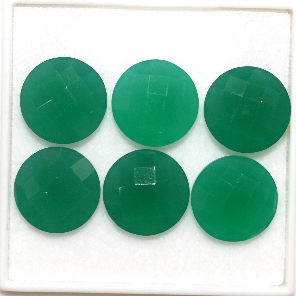 Lote de Ónix Verde Facetado Redondo de 11 mm (6 Piezas). Piedras Preciosas al por Mayor, Piedras Talladas de Máxima Calidad.