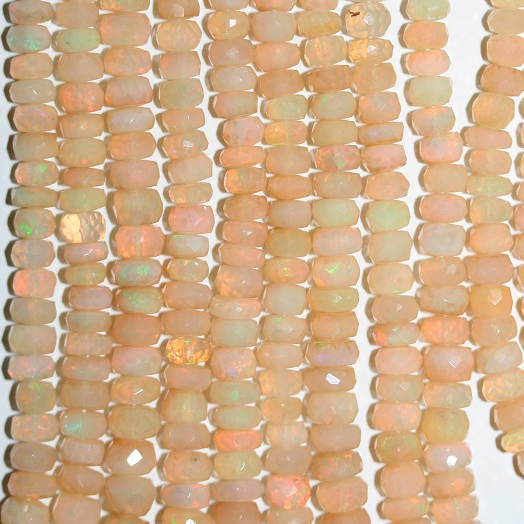 Cuentas redondas facetadas de ópalo etíope de San Etiopía de 43 cm (3 x 2-6 x 3 mm). Aprox. - Hilo de 44 cm.