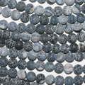 14" St Black Agate Smooth Matte Finish Cracked Round 8mm.-Strand 38cm.