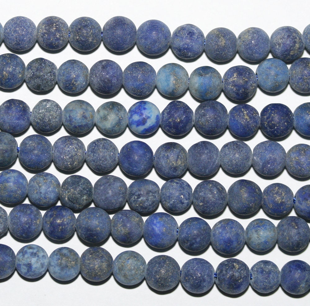 Perles rondes en lapis-lazuli St, finition mate lisse, 4 mm, 15 pouces - Fil de 39 cm.