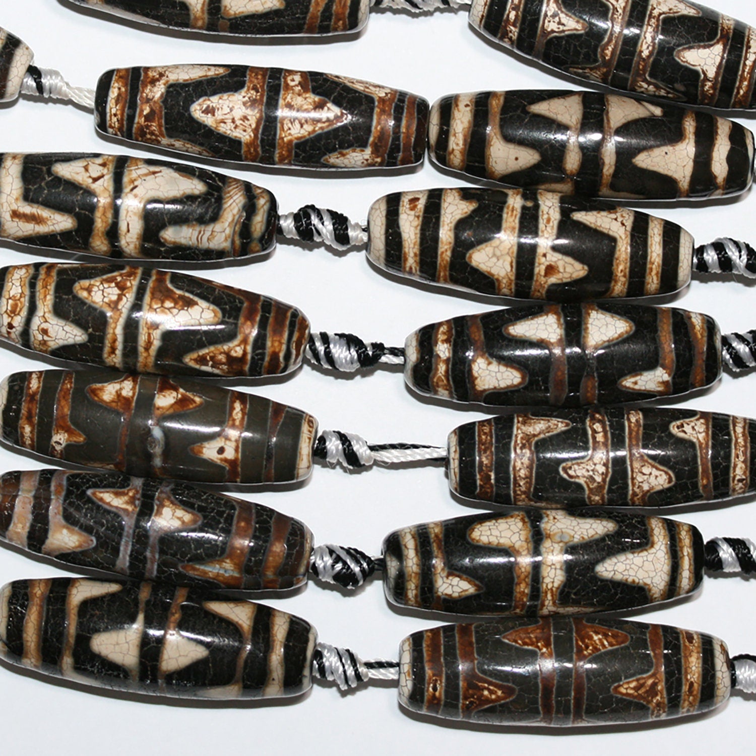 13" St Brown Agate Carved Barrel Beads  35x12mm.-Strand 37cm