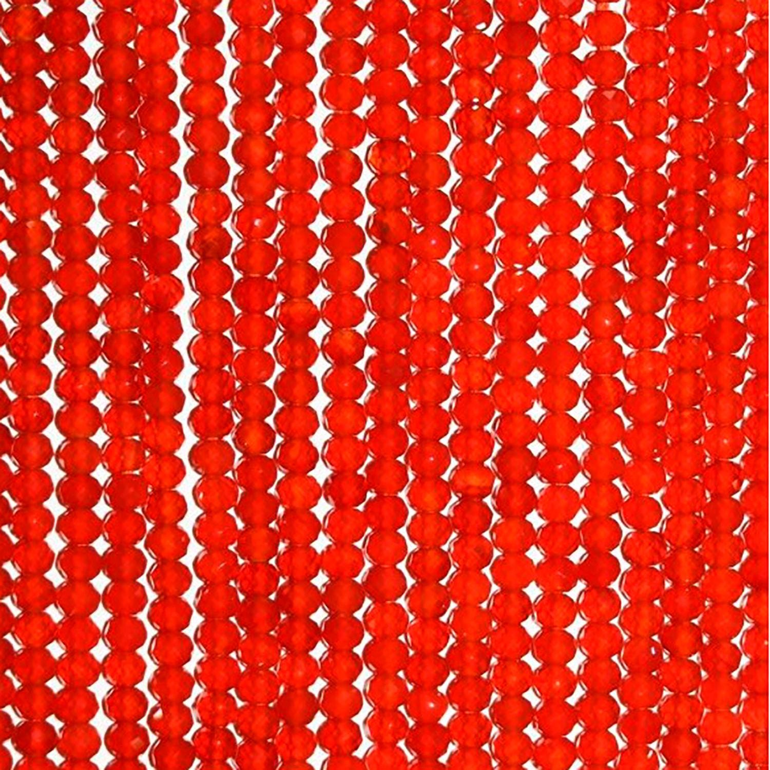 13" St Carnelian Faceted Rondelle Beads 3x2mm.-Strand 33cm.