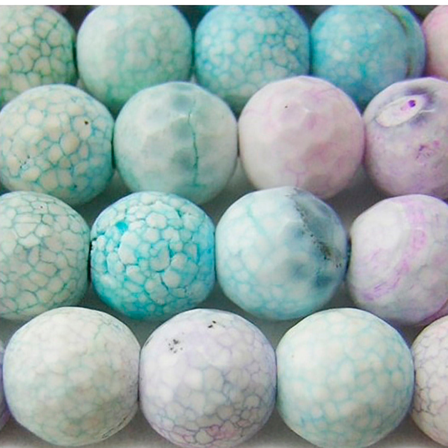 Cuentas redondas facetadas de ágata multicolor de 16" (10 mm) - Hilo de 40 cm
