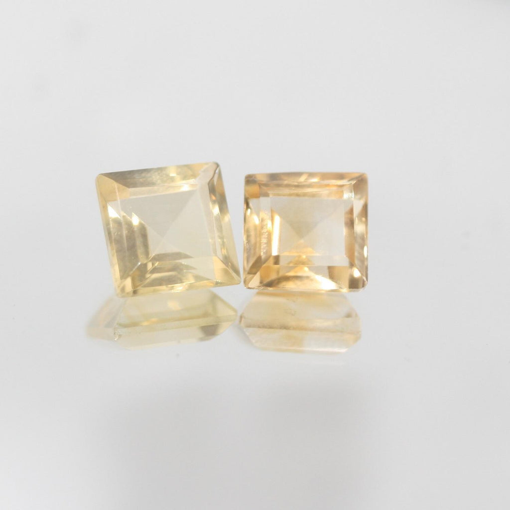 Lote de 2 piezas de citrino facetado cuadrado de 9 mm (2 piezas) - Ref. 649LO