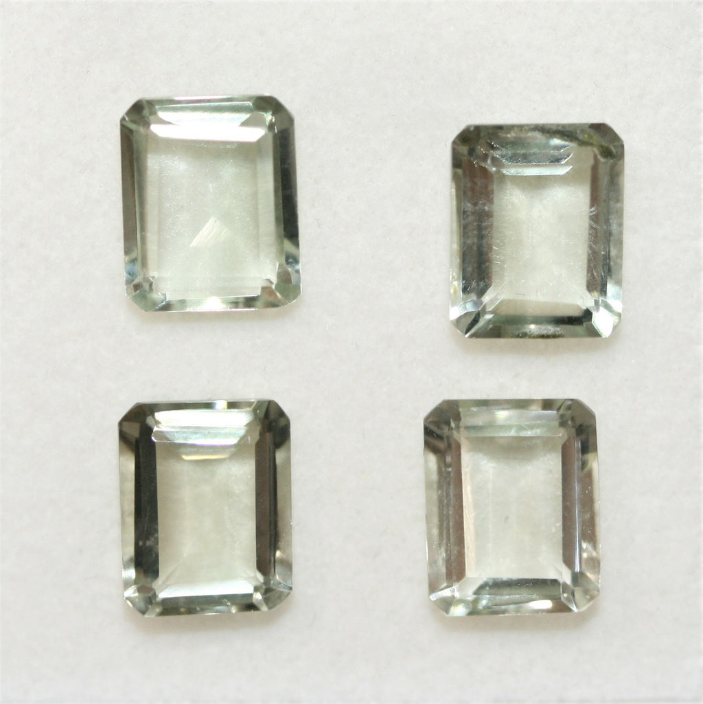Lote de Prasiolita Facetada Rectangular 10x8mm.- 4 Piezas