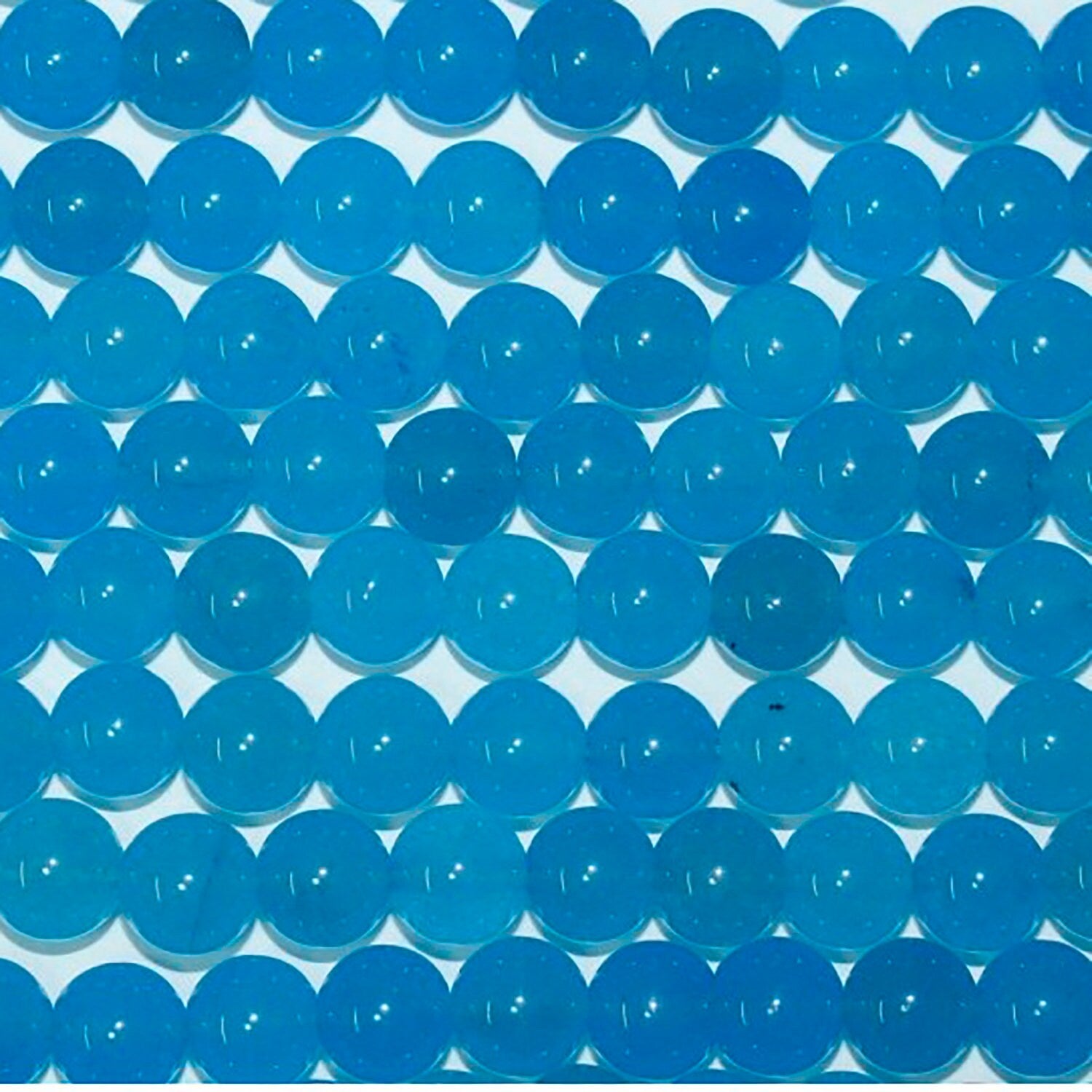 Perles rondes lisses en jade bleu de 40 cm (16 pouces), 8 mm de diamètre. Fil de 40 cm (40 pouces).