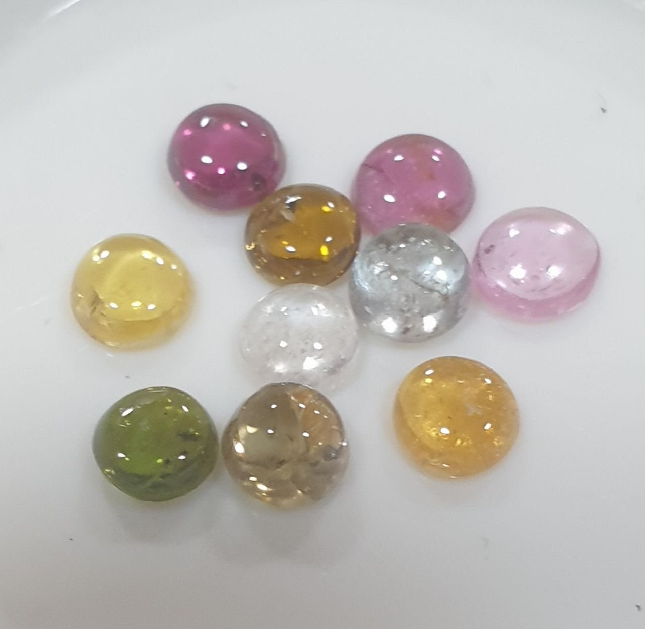 Tourmaline Lot Round Cabochons 3.5mm.-(10pcs)  -Gemstone Parcels-Loose Stones Wholesale Price