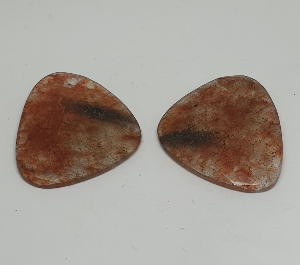 1 Matching Pair Hematite Inclusions Quartz  28x33mm (56.4ct.)- Healing Power Quartz