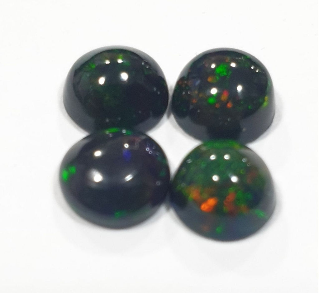Ethiopian Black Opal Lot Round Cabochon 6mm. (4pcs)  -Gemstone Parcels-Loose Stones Wholesale Price