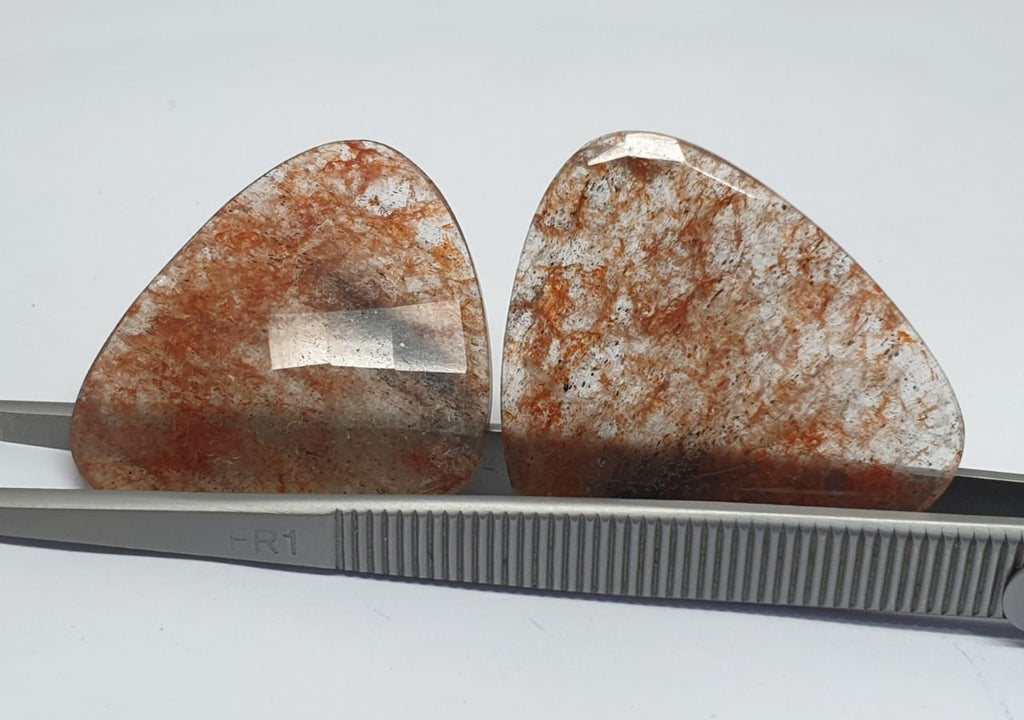 1 Matching Pair Hematite Inclusions Quartz  28x33mm (56.4ct.)- Healing Power Quartz