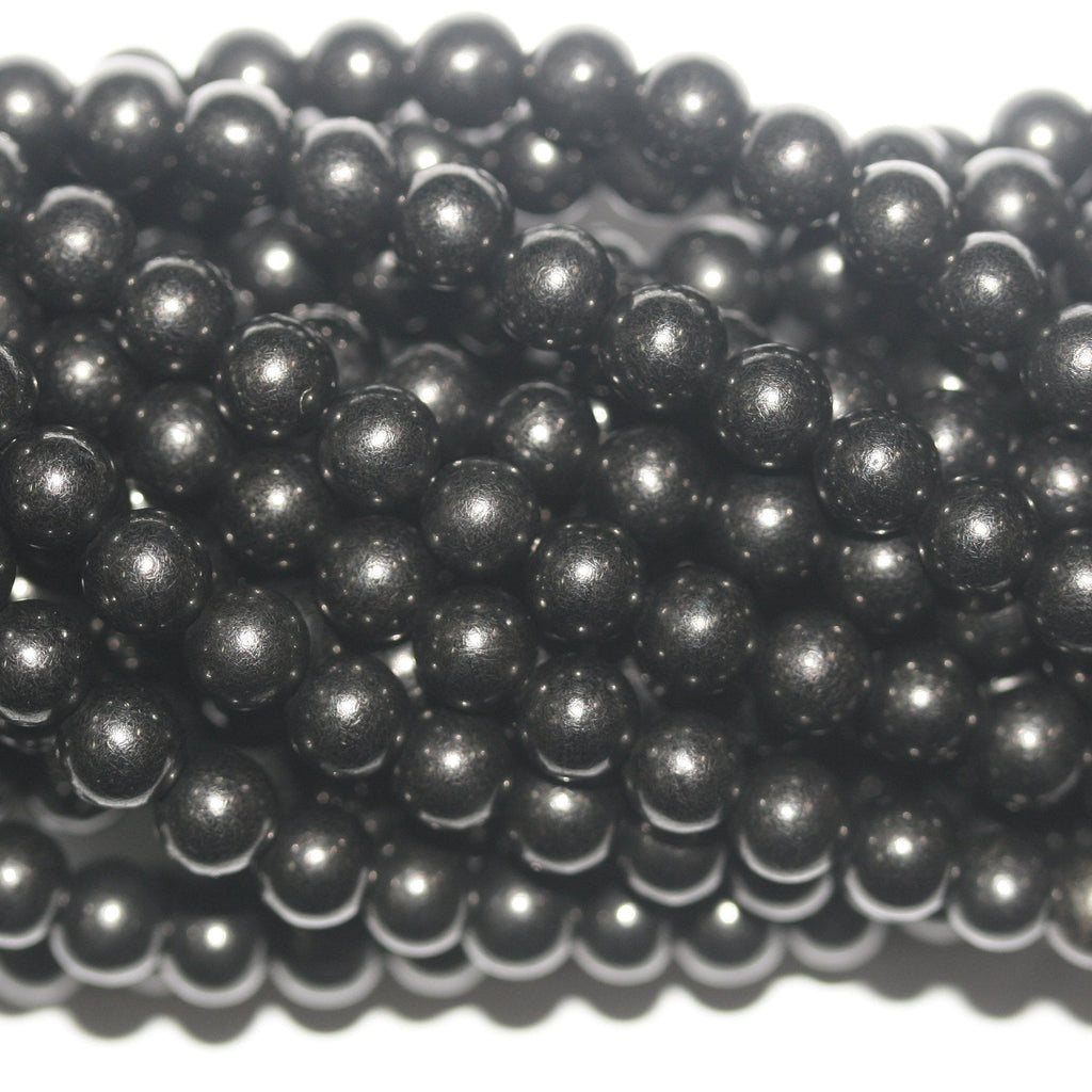 Cuentas redondas lisas de azabache de 40 cm (16"), 4-4,5 mm (tira de 40 cm)