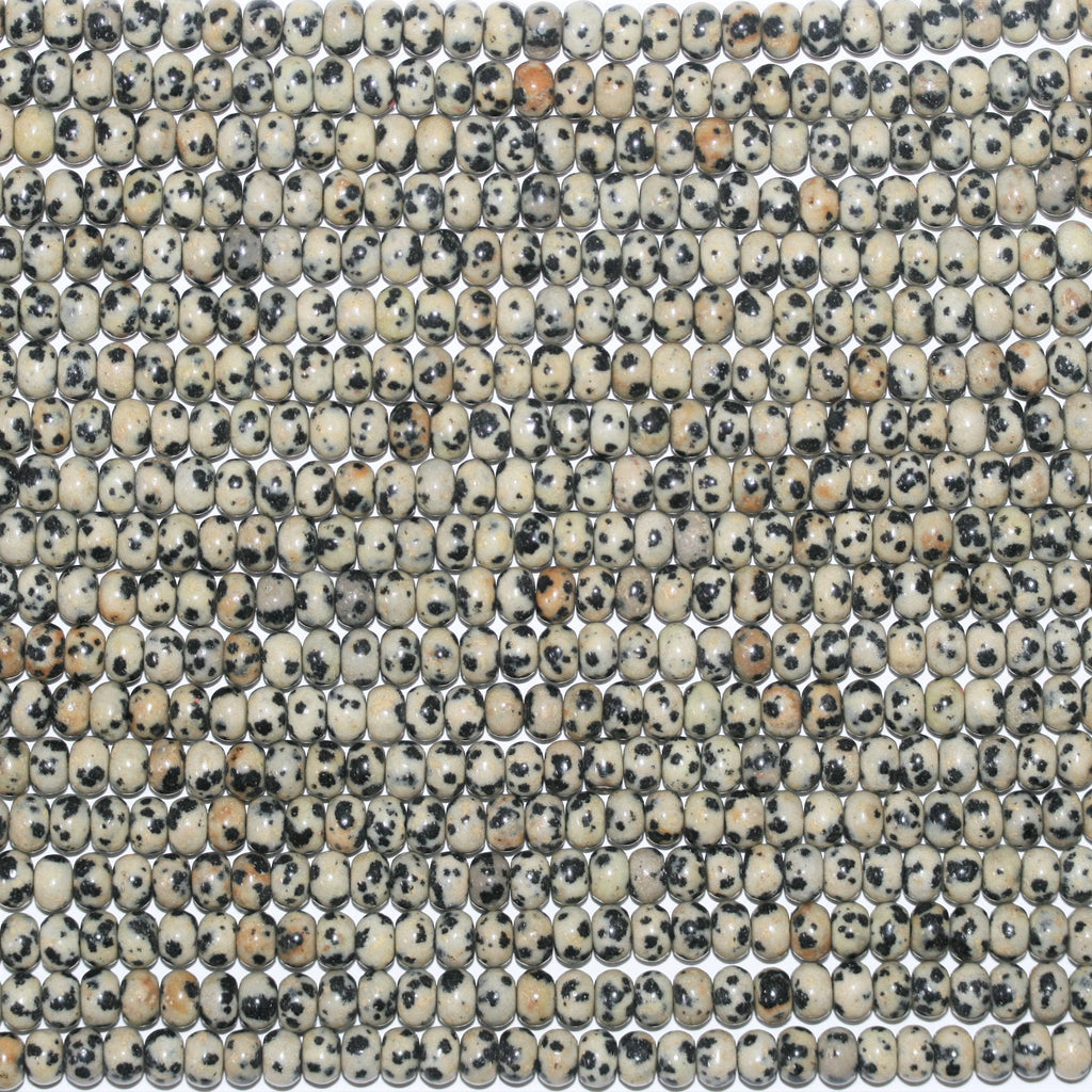 Perles rondelles lisses en jaspe Saint-Dalmatien 15" 6x4mm.- Brin 39cm.