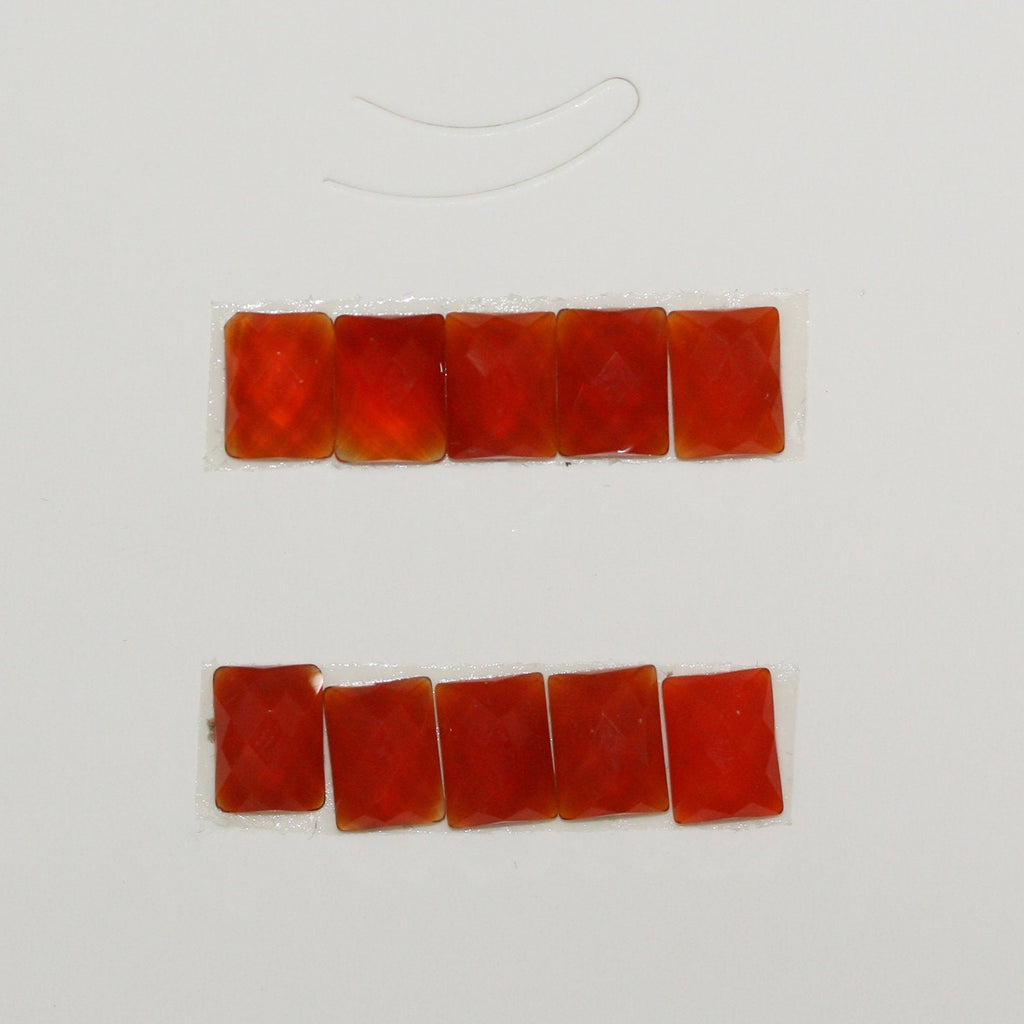 10 Pcs Lot Carnelian Faceted Rectangular Cabochon 8x6mm. (10 pieces)