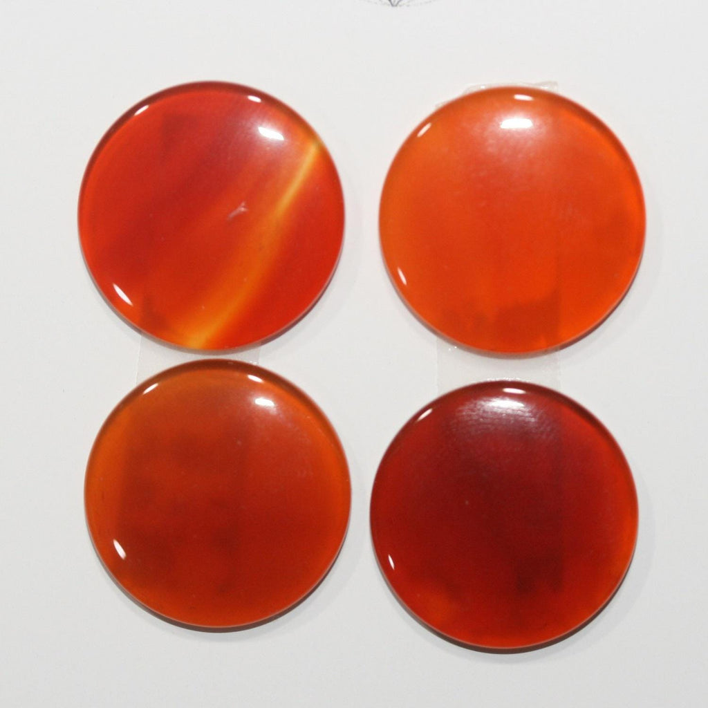 Lote de 4 cabujones redondos lisos de cornalina de 20 mm. (4 piezas)