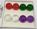 Lote de 8 cabujones de jade de Birmania, verde, rojo, blanco y morado de 8,5 mm. Gemas auténticas. Suministros de joyería. Paquetes de piedras preciosas. Piedras sueltas. Precio al por mayor.