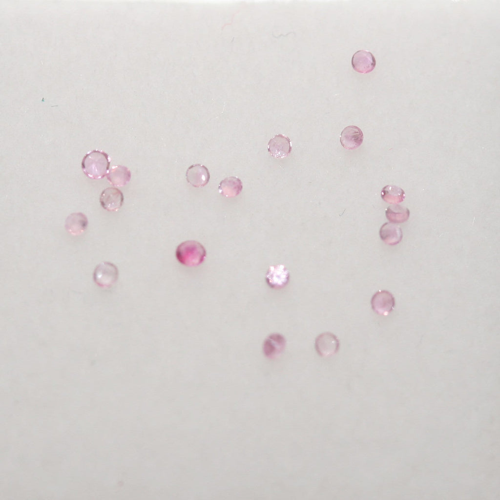Lote de zafiros rosas facetados redondos de 1 mm. - Paquetes de piedras preciosas - Piedras sueltas al por mayor - Gemas naturales