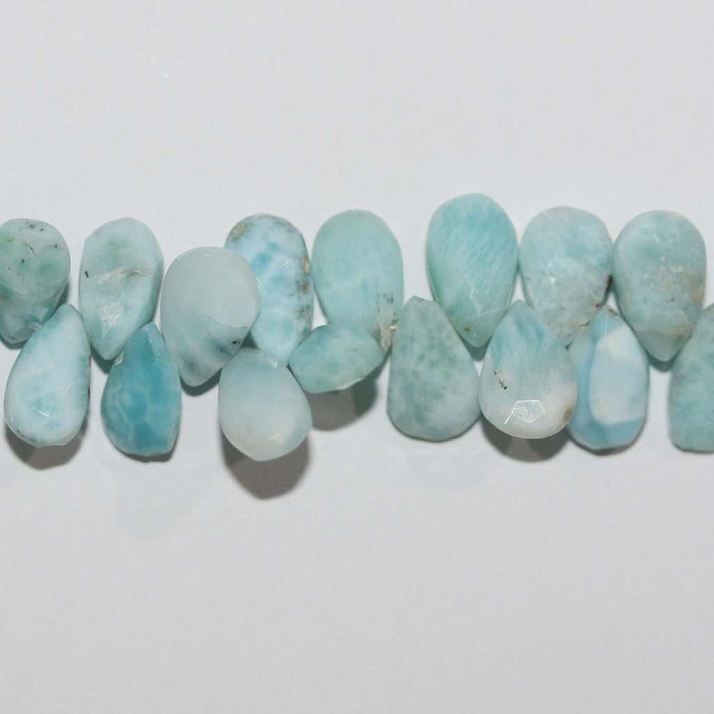 Perles en larimar St à facettes en forme de goutte de 8 pouces, 9 x 6 mm environ. - Longueur du brin : 20 cm.