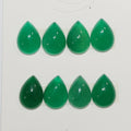 8Pcs Green Agate Drop Cabochon 14x10mm. (8 Pcs).
