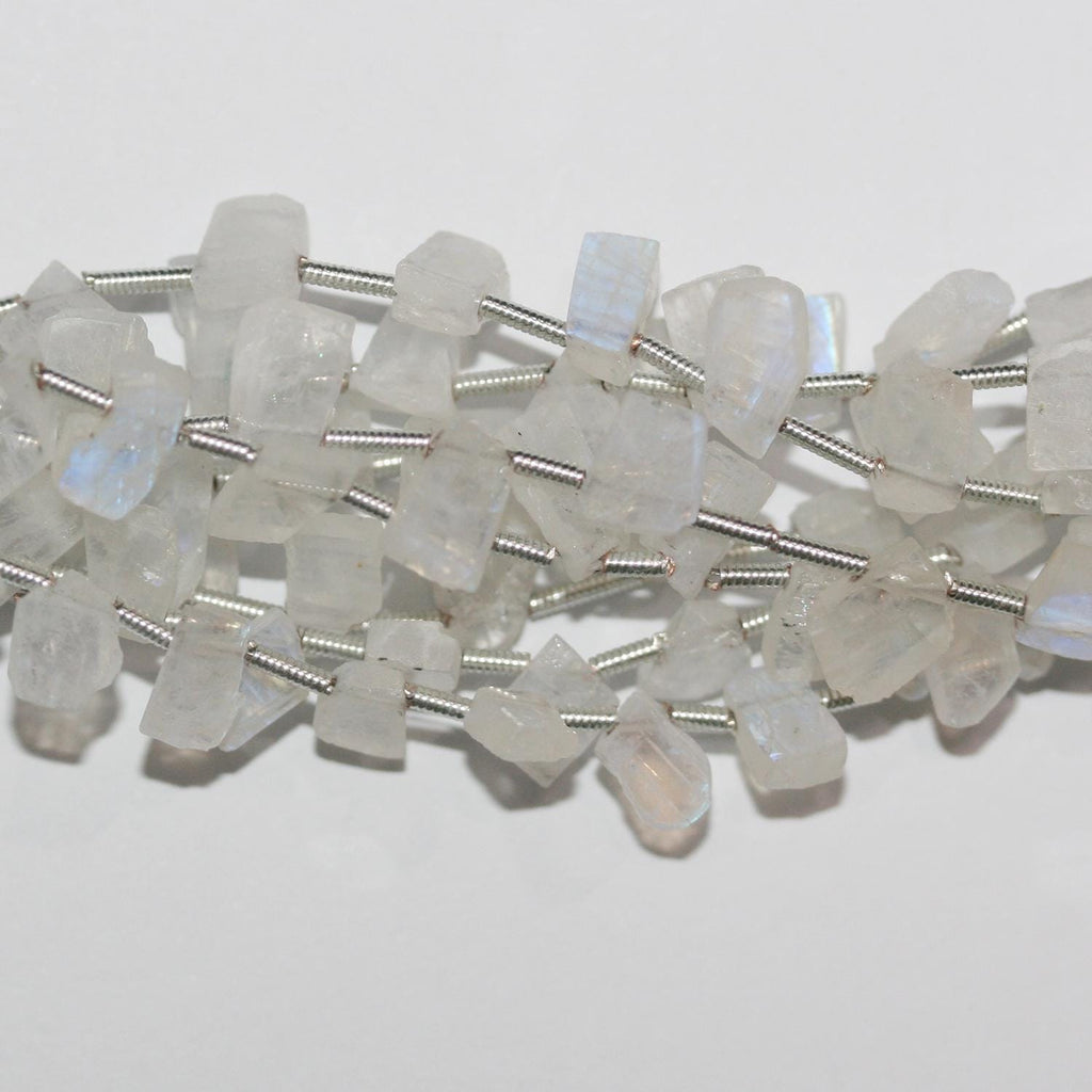 Perles plates lisses irrégulières en pierre de lune St 8" 7x5mm.-Environ-20cm.