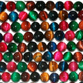 Cuentas redondas lisas de ojo de tigre multicolor de 16" (8 mm) - Hilo de 40 cm