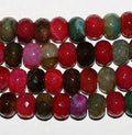 14" St Multicolor Agate Faceted Rondelle Beads 14x10mm.-Strand 38cm