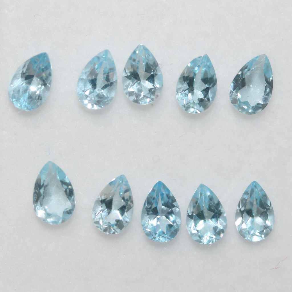 10Pcs Lot Sky Topaz Drop Faceted 6x4mm (10 pcs).