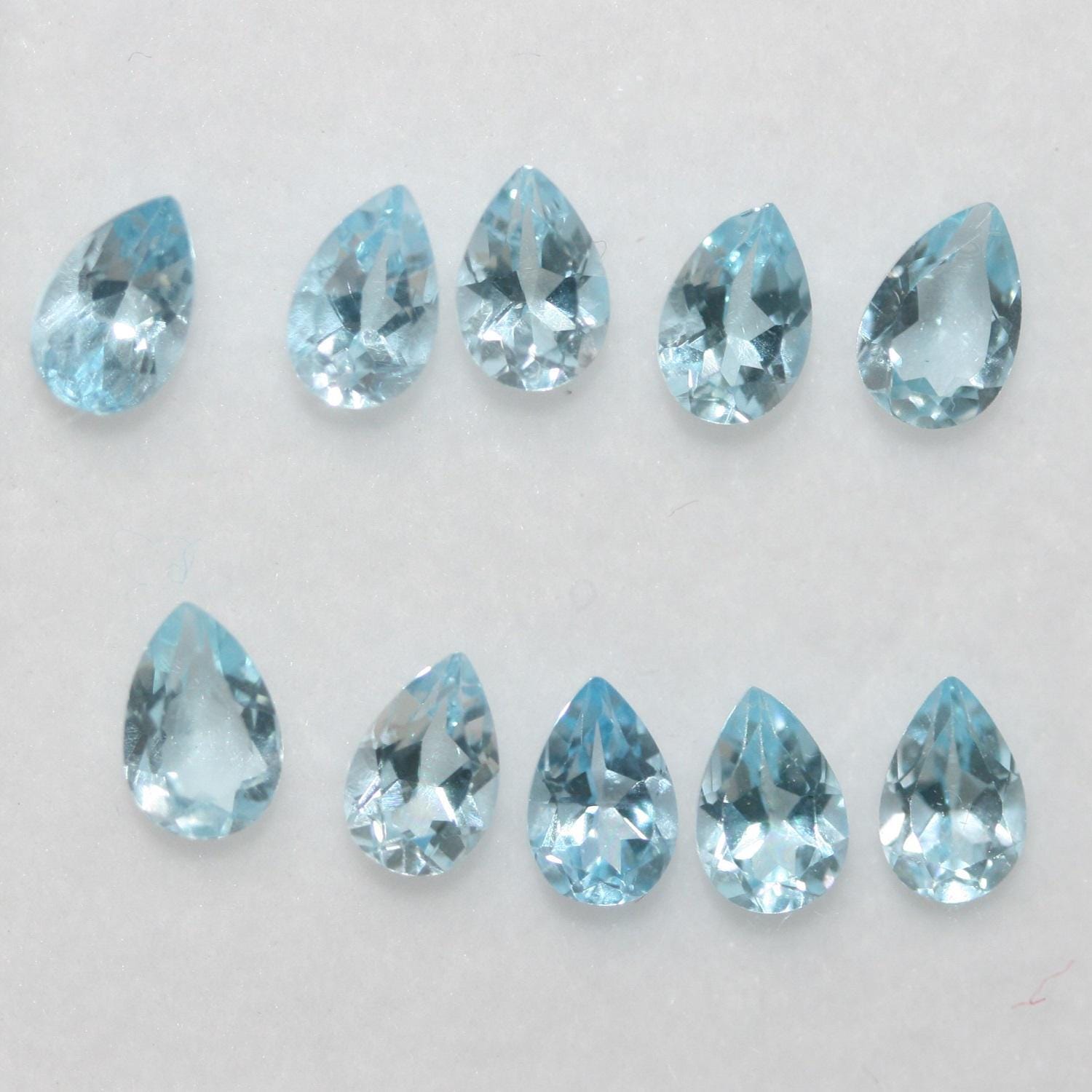 10Pcs Lot Sky Topaz Drop Faceted 6x4mm (10 pcs).